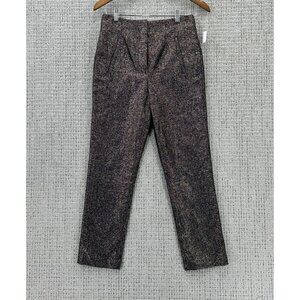 Veronica Beard Stila Pants Womens 2 Black Gold Sparkly Straight Leg Wool Blend
